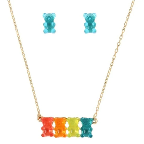 Betsey Johnson Gummy Bear Necklace & Earrings Gift Set - Picture 2 of 6